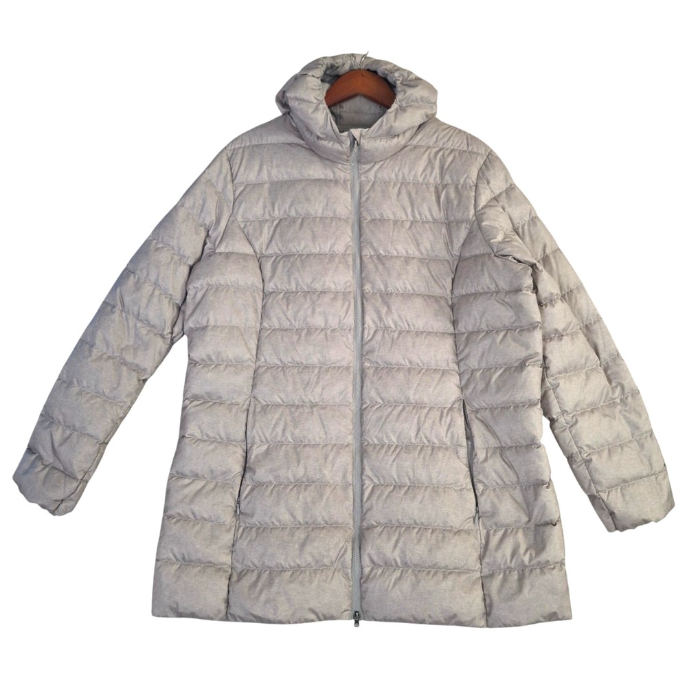 Eddie Bauer CirrusLite Down Puffer Parka Womens 2XL Gray Full Zip Hooded Quilted
